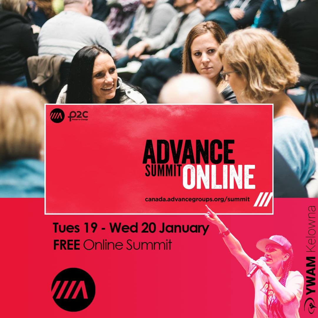 Hey all, join us for 2 days online at this FREE Advance Summit - We love this organization because of how it equips and empowers believers to share the gospel. 
We’ll hear from an excellent line up of internationally renowned evangelists including:
Andrew Palau, Wendy Palau, Shaila Visser, Andy Hawthorne, Becky Pippert, Rod Bergen, Ben Jack, Bill Hogg, Alan Hirsch, Anthony Greco, Wes Mills, Daniel Yang, Donna Mitchell, Dave Koop and Dave Klassen. 
Register Today: 
https://canada.advancegroups.org/summit/
@discipleacity @ywammendocinocoast  @ywamniagara @ywamnanaimo  @ywamvancouver 
.
.
.